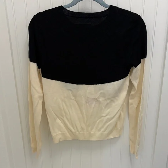 Alice + Olivia Black and Cream Sweater with Red Accent
